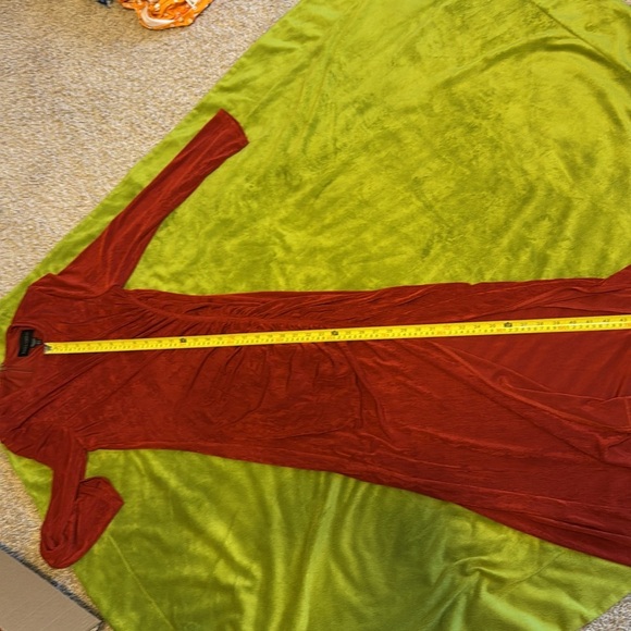 Donna Morgan Women's Ruched Princess Seam Dress Sz 6 Burnt Orange Shimmery - Picture 6 of 9